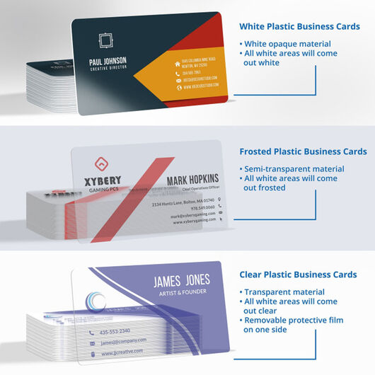 Plastic Business Card 3 Types with Callouts B