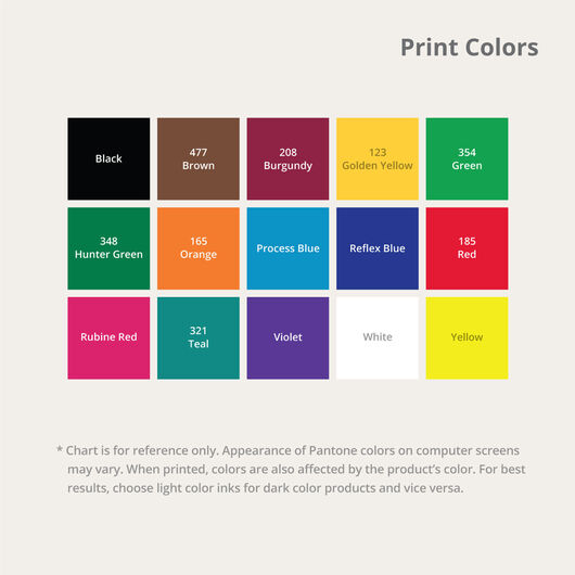 UP Foil and Embosed Tool Tip Print Colors