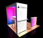 Booth backlit counter with display shelf