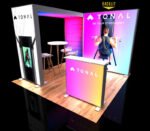 Lightbox arch booth with a backlit counter, front view