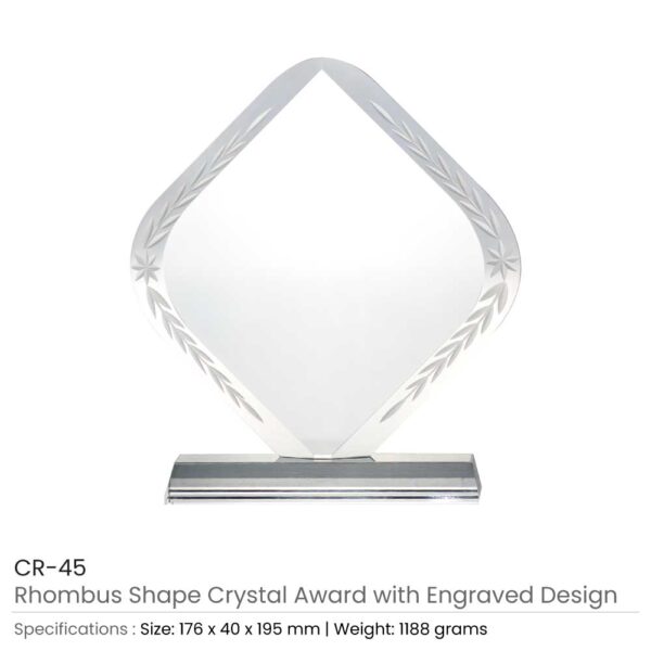 Rhombus Shaped Crystal Awards CR 45